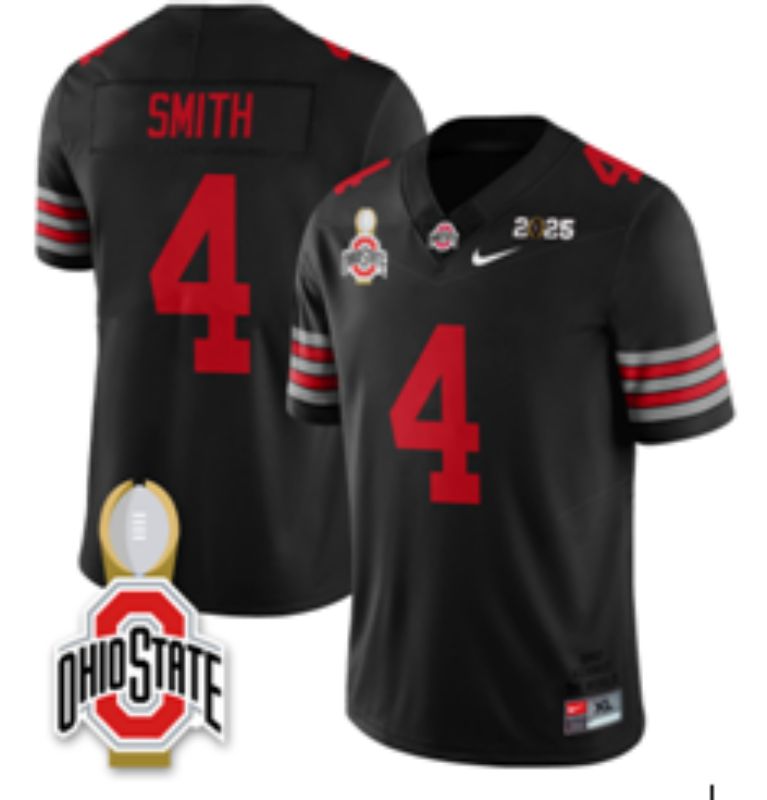 Men Ohio State Buckeyes #4 Smith Black Nike 2026 NCAA Jersey 01